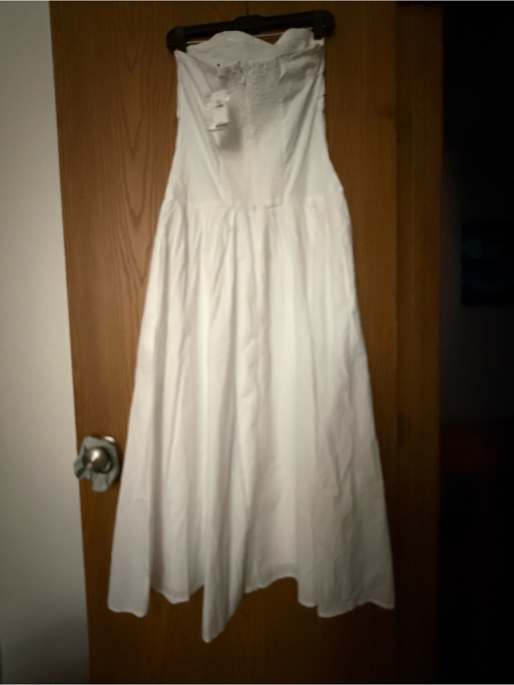 GAP poplin drop waist maxi/midi dress White Ruched Bodice - Picture 6 of 9